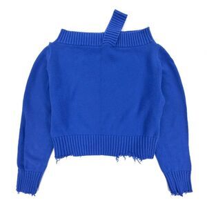 RTA Beckett Sweater Electric Blue Distressed Rib Clean Girl Modern 90s Y2k Indie